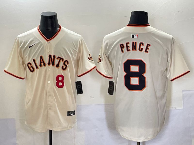 Men 2025 San Francisco Giants #8 Pence Cream Game Nike MLB Jersey style 5